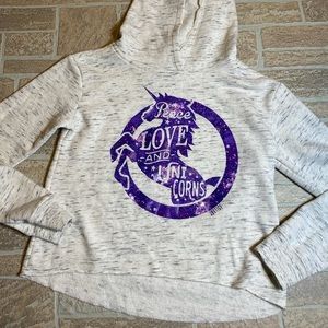 Justice Crop Hooded Sweatshirt 10 Gray